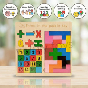 Wudly Wooden Number Counting, Math Symbols & Tangram Game - Wooden Puzzles