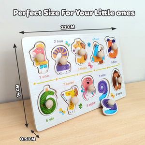 Wudly Wooden Number Knob Puzzle for Kids - Wooden Puzzles