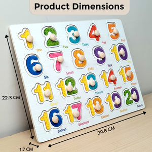 Wudly Wooden Number Puzzle Board 1–20 with Whiteboard for Kids - Wooden Puzzles