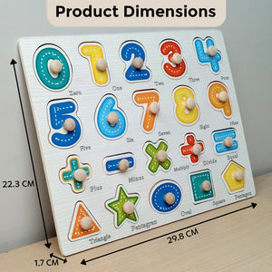 Wudly Wooden Number Puzzle Board with Whiteboard for Kids - Wooden Puzzles