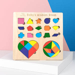 Wudly Wooden Shape Sorting Puzzle Board for Kids - Wooden Puzzles