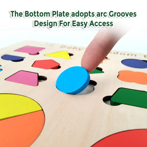 Wudly Wooden Shape Sorting Puzzle Board for Kids - Wooden Puzzles