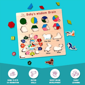 Wudly Wooden Shape Sorting Puzzle for Kids - Wooden Puzzles