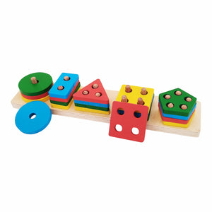 Wudly Wooden Shape Stacking Peg Puzzle - Learning Toy | The Mom Store - Activity