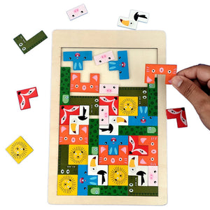 Wudly Wooden Six Russian - Animal Theme - Wooden Puzzle