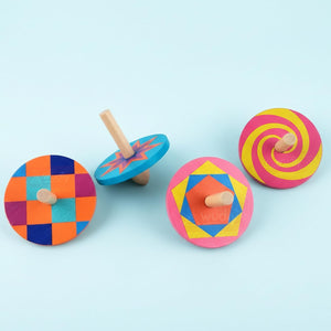 Wudly Wooden Spinning Top Toy Set - Classic Lattu Fun | The Mom Store - Activity