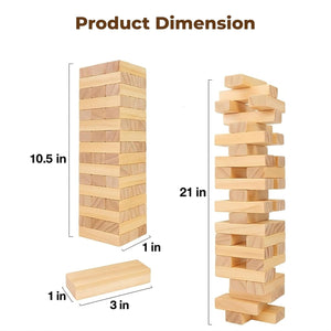 Wudly Wooden Stacking Tower Game 54 Blocks - Family Fun | The Mom Store - Activity