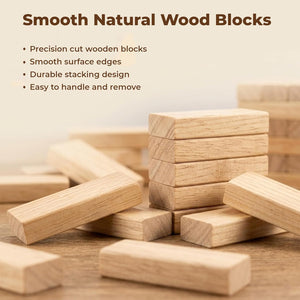 Wudly Wooden Stacking Tower Game 54 Blocks - Family Fun | The Mom Store - Activity