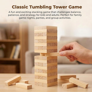 Wudly Wooden Stacking Tower Game 54 Blocks - Family Fun | The Mom Store - Activity