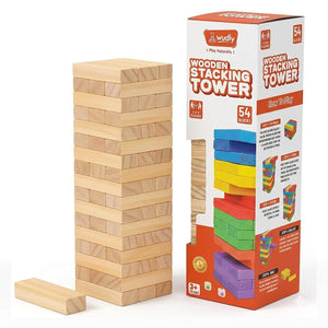 Wudly Wooden Stacking Tower Game 54 Blocks - Family Fun | The Mom Store - Activity