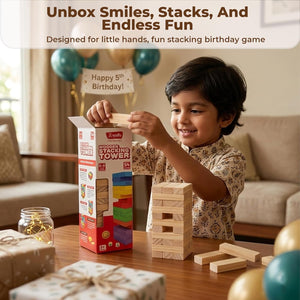 Wudly Wooden Stacking Tower Game 54 Blocks - Family Fun | The Mom Store - Activity
