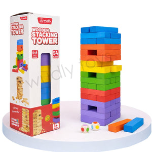 Wudly Wooden Stacking Tower Game 54 Blocks - Fun Play | The Mom Store - Activity