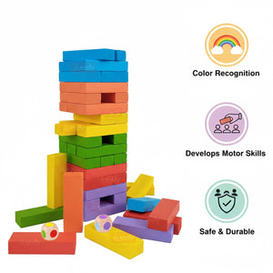 Wudly Wooden Stacking Tower Game 54 Blocks - Fun Play | The Mom Store - Activity