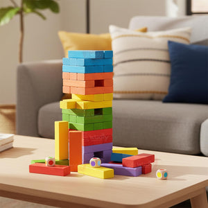 Wudly Wooden Stacking Tower Game 54 Blocks - Fun Play | The Mom Store - Activity
