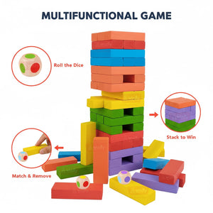 Wudly Wooden Stacking Tower Game 54 Blocks - Fun Play | The Mom Store - Activity