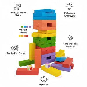 Wudly Wooden Stacking Tower Game 54 Blocks - Fun Play | The Mom Store - Activity