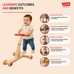 Wudly Wooden Step Bloom Push Walker for Kids - Push Rider