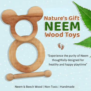 Wudly Wooden Teether & Rattle Set - Baby Toy | The Mom Store - 3 in 1 Set
