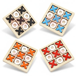 Wudly Wooden Tic Tac Toe Game for Kids & Adults XO Board (1 Random color) - Wooden Puzzles
