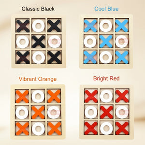 Wudly Wooden Tic Tac Toe Game for Kids & Adults XO Board (1 Random color) - Wooden Puzzles