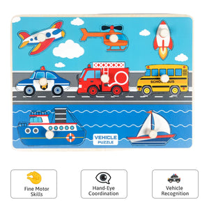 Wudly Wooden Vehicle Nob Puzzle - Wooden Puzzles