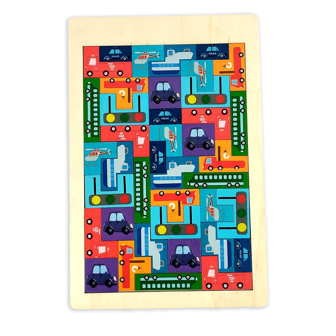 Wudly Wooden Vehicle Puzzle Board - Wooden Puzzles