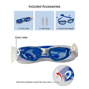 X Factor Dark Blue UV protected Unisex Swimming Goggles with attached Ear Plugs for Teens - Little Surprise BoxX Factor Dark Blue UV protected Unisex Swimming Goggles with attached Ear Plugs for Teens