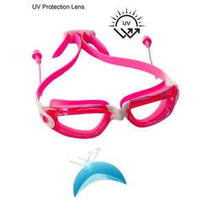 X Factor Pink UV protected Unisex Swimming Goggles with attached Ear Plugs for Teens - Little Surprise BoxX Factor Pink UV protected Unisex Swimming Goggles with attached Ear Plugs for Teens