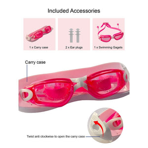 X Factor Pink UV protected Unisex Swimming Goggles with attached Ear Plugs for Teens - Little Surprise BoxX Factor Pink UV protected Unisex Swimming Goggles with attached Ear Plugs for Teens