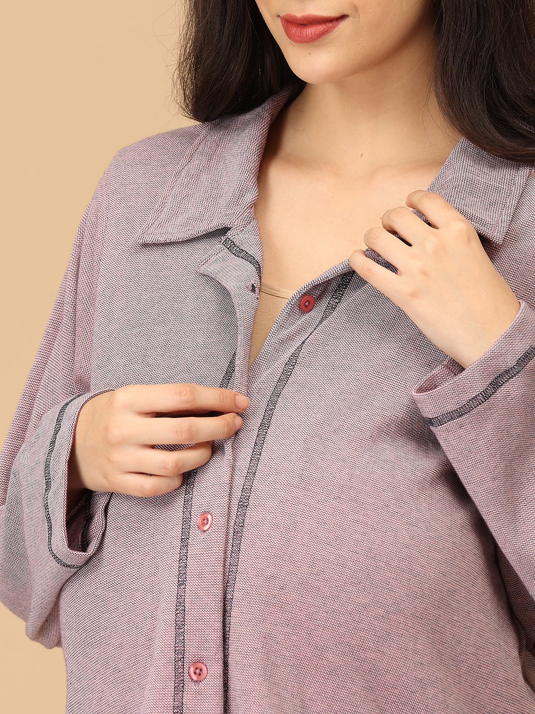 Stay comfortable and stylish through every stage of motherhood with our Yawn & On Maternity and Nursing Nightwear Set. Crafted from soft, breathable cotton-blend fabric, this nightwear set features a button-down top for easy nursing access and elasticated waistband pants for a perfect fit during and after pregnancy. Designed for all-day comfort, it’s ideal for maternity sleepwear, lounging, and postpartum wear. The relaxed silhouette and elegant collared design add a touch of sophistication to your bedtime 
