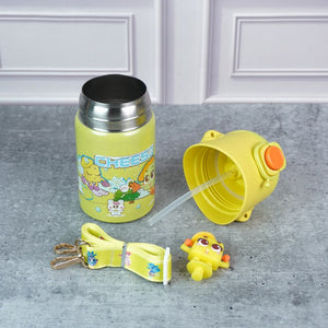 Yellow 3D Cheese Toy Lid Kids Stainless Steel Water Bottle,500ml - Back To School