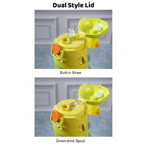 Yellow 3D Cheese Toy Lid Kids Stainless Steel Water Bottle,500ml - Back To School