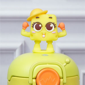 Yellow 3D Cheese Toy Lid Kids Stainless Steel Water Bottle,500ml - Back To School