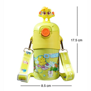 Yellow 3D Cheese Toy Lid Kids Stainless Steel Water Bottle,500ml - Back To School