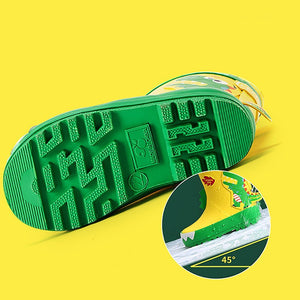 Yellow 3d Dino Waterproof Flexible Rubber Rain Gumboots for Kids - Little Surprise BoxYellow 3d Dino Waterproof Flexible Rubber Rain Gumboots for Kids
