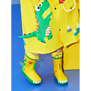 Yellow 3d Dino Waterproof Flexible Rubber Rain Gumboots for Kids - Little Surprise BoxYellow 3d Dino Waterproof Flexible Rubber Rain Gumboots for Kids