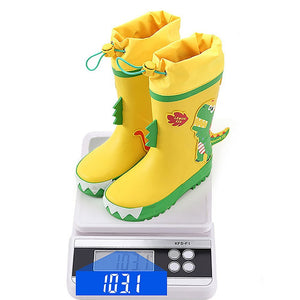 Yellow 3d Dino Waterproof Flexible Rubber Rain Gumboots for Kids - Little Surprise BoxYellow 3d Dino Waterproof Flexible Rubber Rain Gumboots for Kids