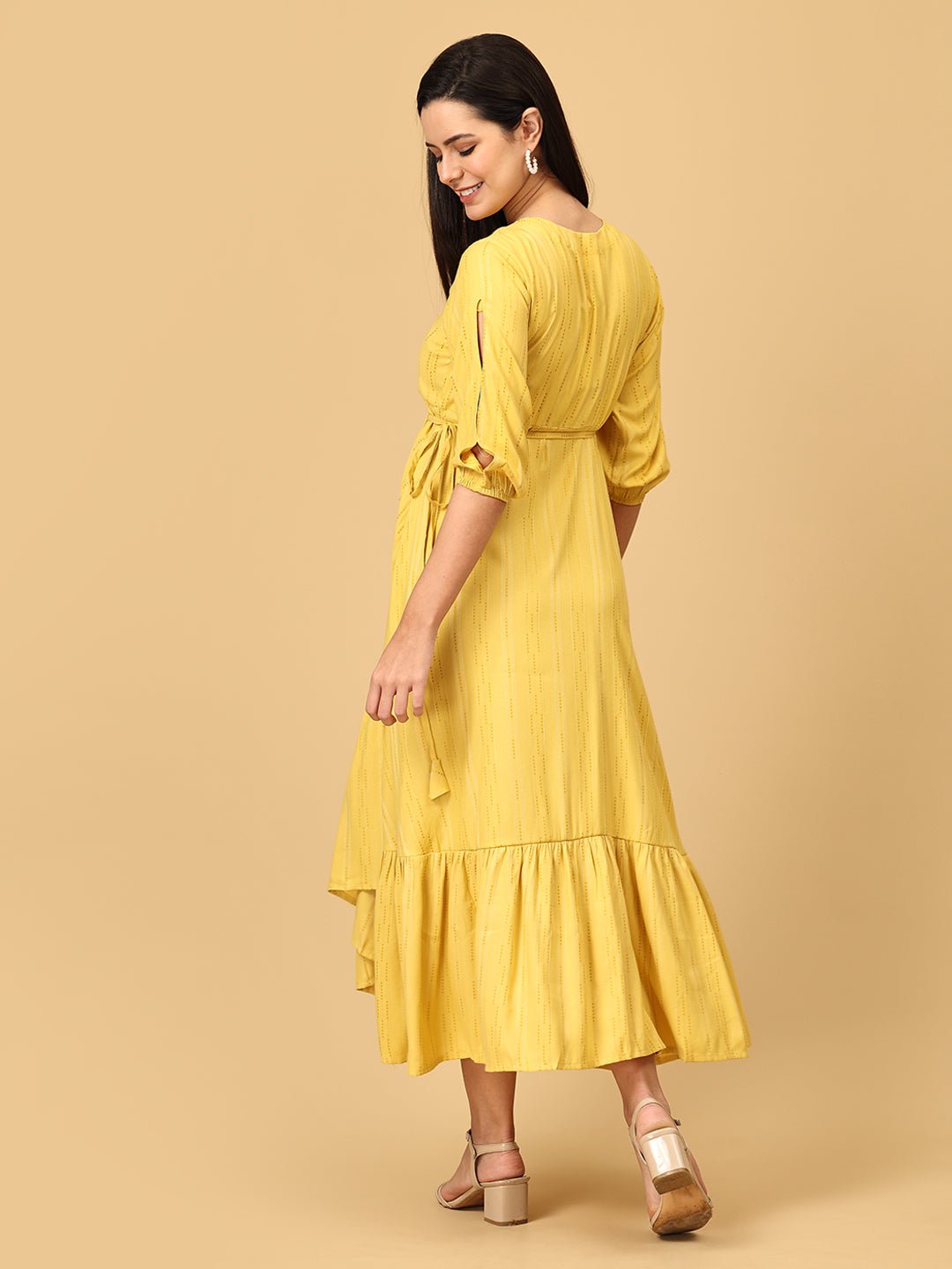 Yellow - a Go - Go Maternity Wrap Dress - DRS - SK - YLGOG - S