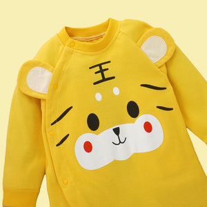 Yellow Baby Tiger Paws full sleeves jumpsuit style Romper for Tiny Toddlers - 6 - 12 Months Kids Clothing