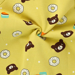 Yellow Brown Bear/Doughnut Print Romper Unisex Kids Wear - 0 - 9 months Kids Clothing
