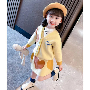 Yellow & Brown Heart , 2 pc Top & Skirt set for Toddlers and Kids - Little Surprise BoxYellow & Brown Heart , 2 pc Top & Skirt set for Toddlers and Kids