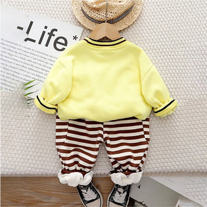 Yellow & Brown Pocket Bear fleece winter Tracksuit Set for Kids - 1 - 2 Years Kids Clothing