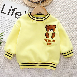 Yellow & Brown Pocket Bear fleece winter Tracksuit Set for Kids - 1 - 2 Years Kids Clothing