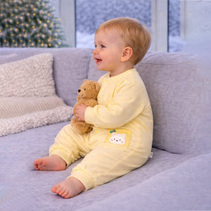 Yellow Cookie Patch Winter Full Sleeves Jumpsuit Romper for Tiny Toddlers - 6 - 12 Months Winter Wear