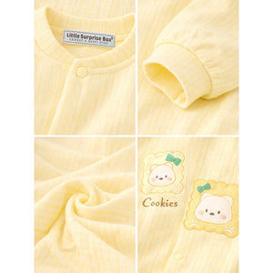 Yellow Cookie Patch Winter Full Sleeves Jumpsuit Romper for Tiny Toddlers - 6 - 12 Months Winter Wear