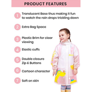 Little Surprise Box Yellow Dino print Transluscent Raincoat for Kids - Little Surprise BoxLittle Surprise Box Yellow Dino print Transluscent Raincoat for Kids