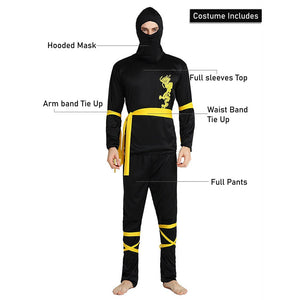 Yellow Dragon Ninja Adults Halloween Costume Fancy Dress Up - M Halloween