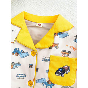 Yellow Dumper Truck soft Cotton Kids Nightsuit - 1 - 2 Years Nightsuits