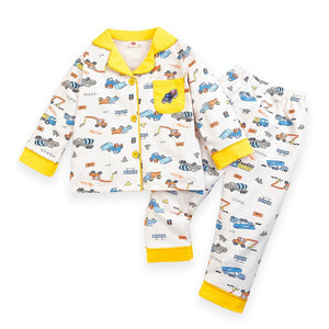 Yellow Dumper Truck soft Cotton Kids Nightsuit - 1 - 2 Years Nightsuits