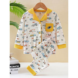 Yellow Dumper Truck soft Cotton Kids Nightsuit - 1 - 2 Years Nightsuits